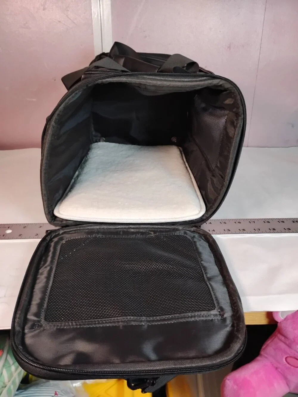 Black Leather Soft Sided Pet Carrier Travel Bag Airline Approved Small Pet Tote